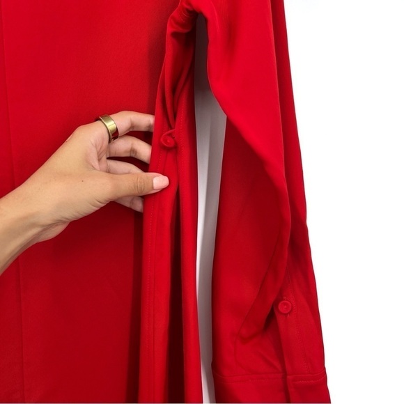 COS The Crow Red new with tags Button Fit mockneck cherry holiday Midi dress NWT - Picture 7 of 9